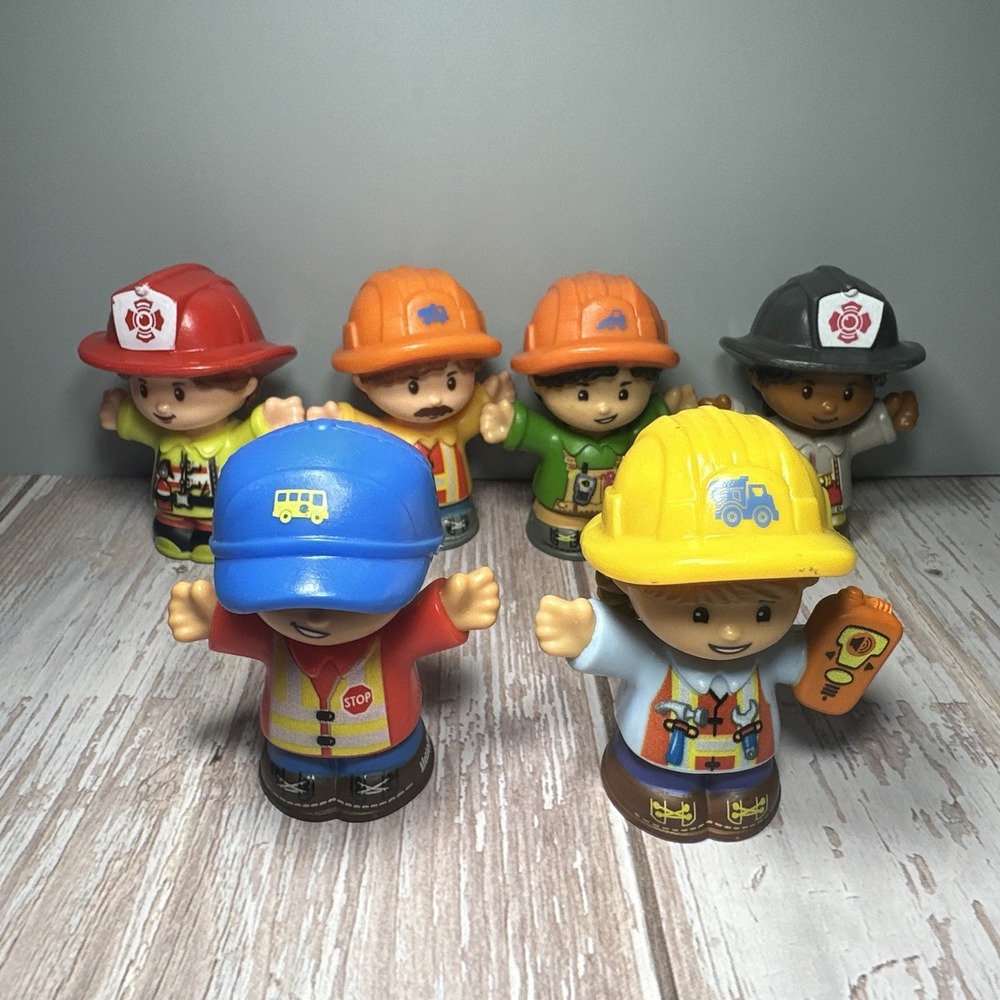 Fisher Price Little People Career Job Figures Lot Of 6 Firefighter Construction